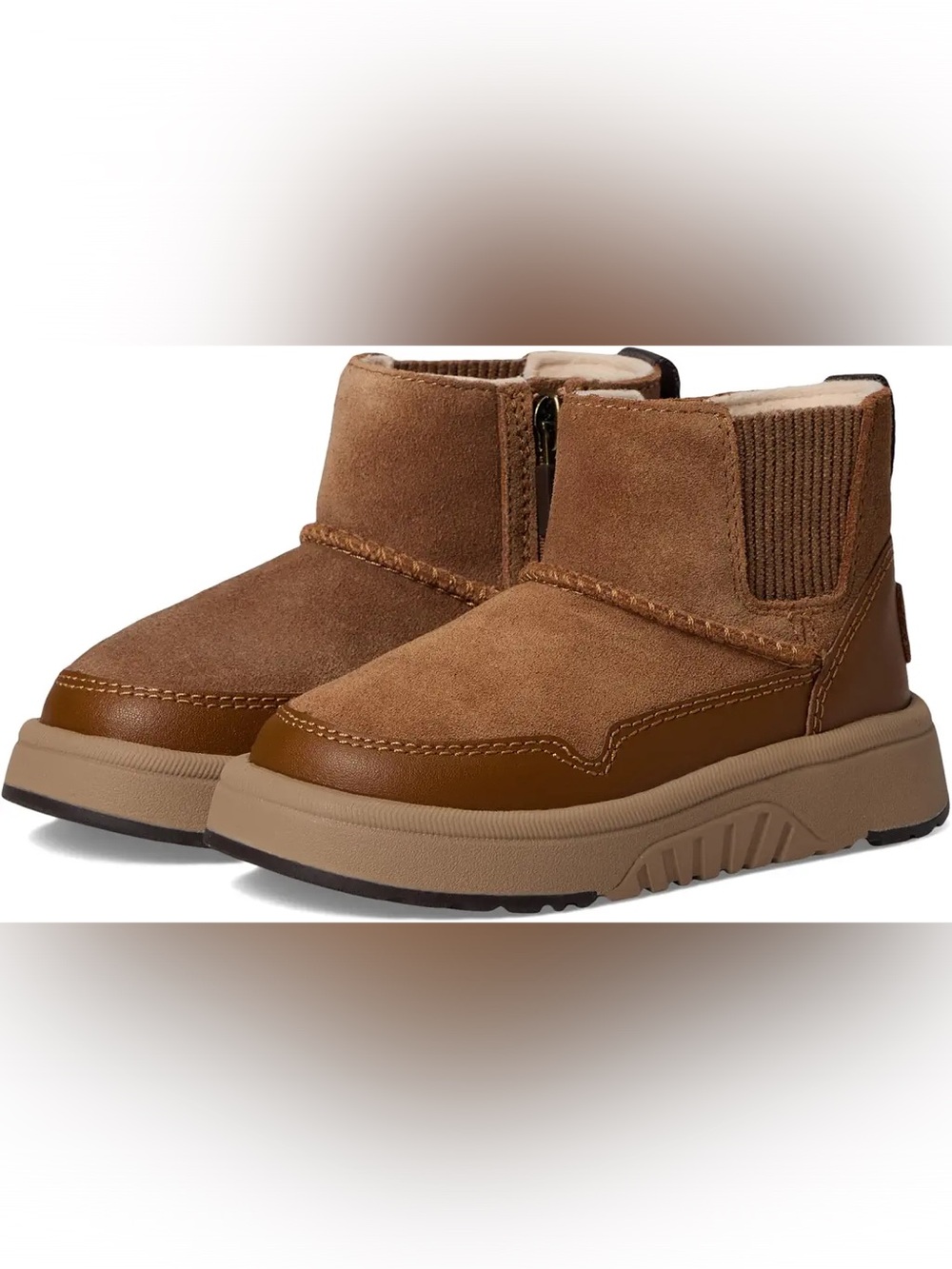 UGG Toddler Boy Chestnut Brown Suede Zip T Hamdi Booties | Size 8 | New